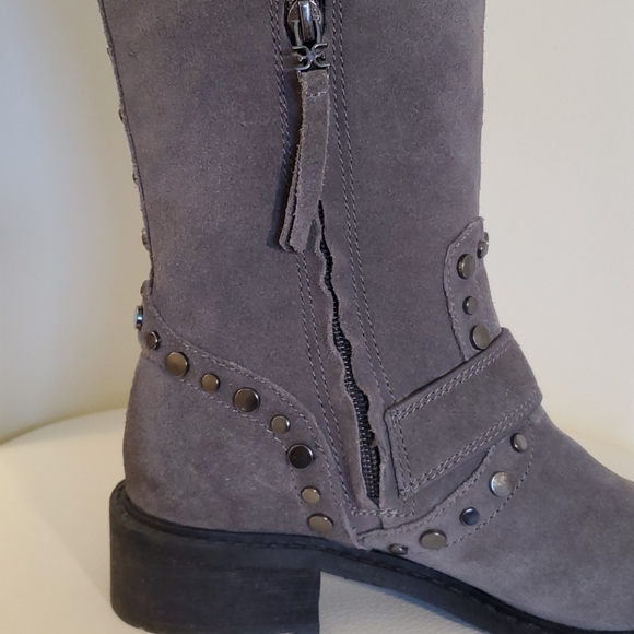 Sam Edelman Deyrn Stud Moto Gray Suede Boots - Picture 9 of 15